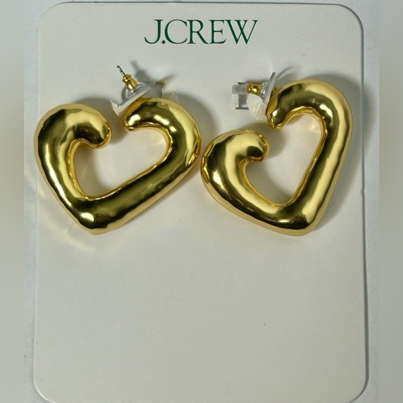 NWT J. Crew Flynn Heart Hoop Earrings with Hypoallergenic Posts - Picture 8 of 11